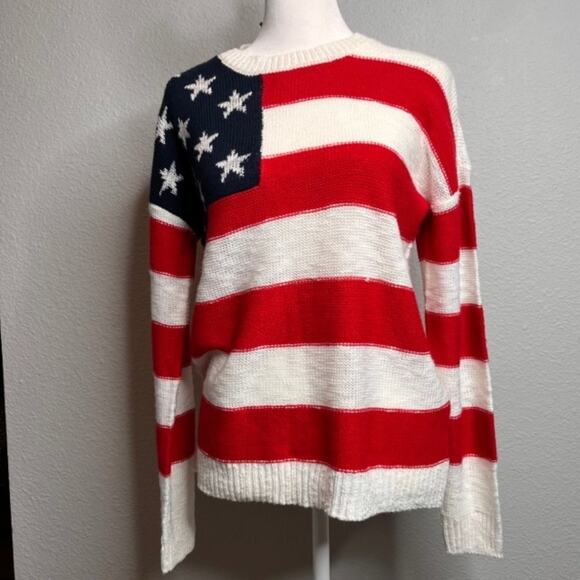 Nautical Stars & Stripes Slouchy Pullover Sweater NEW Sz Small - Picture 1 of 9
